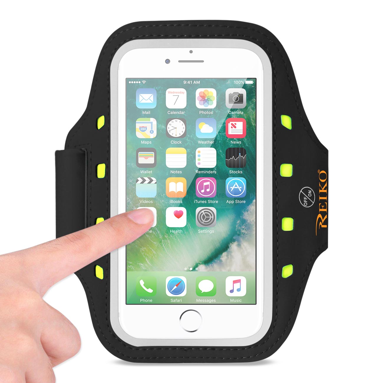 Reiko Running Sports Armband With LED Light And Touch Screen 5X3X 0.5 Inches Device In Black