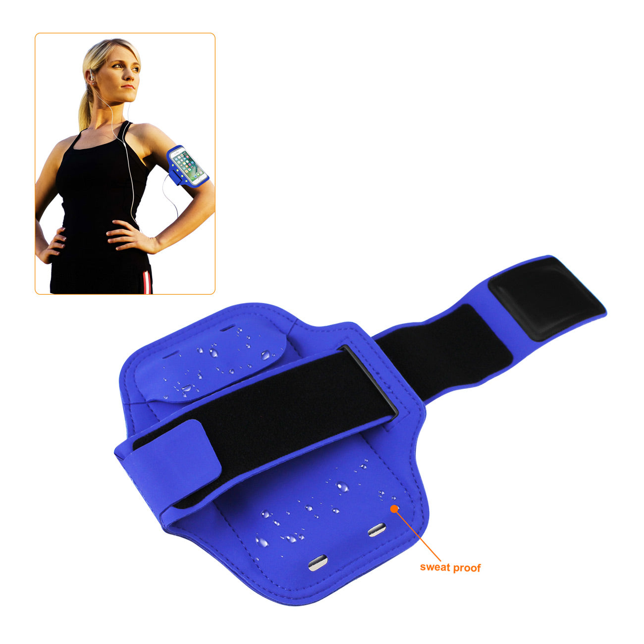 Reiko Running Sports Armband With LED Light And Touch Screen 5.5X3X 0.5 Inches Device In Blue