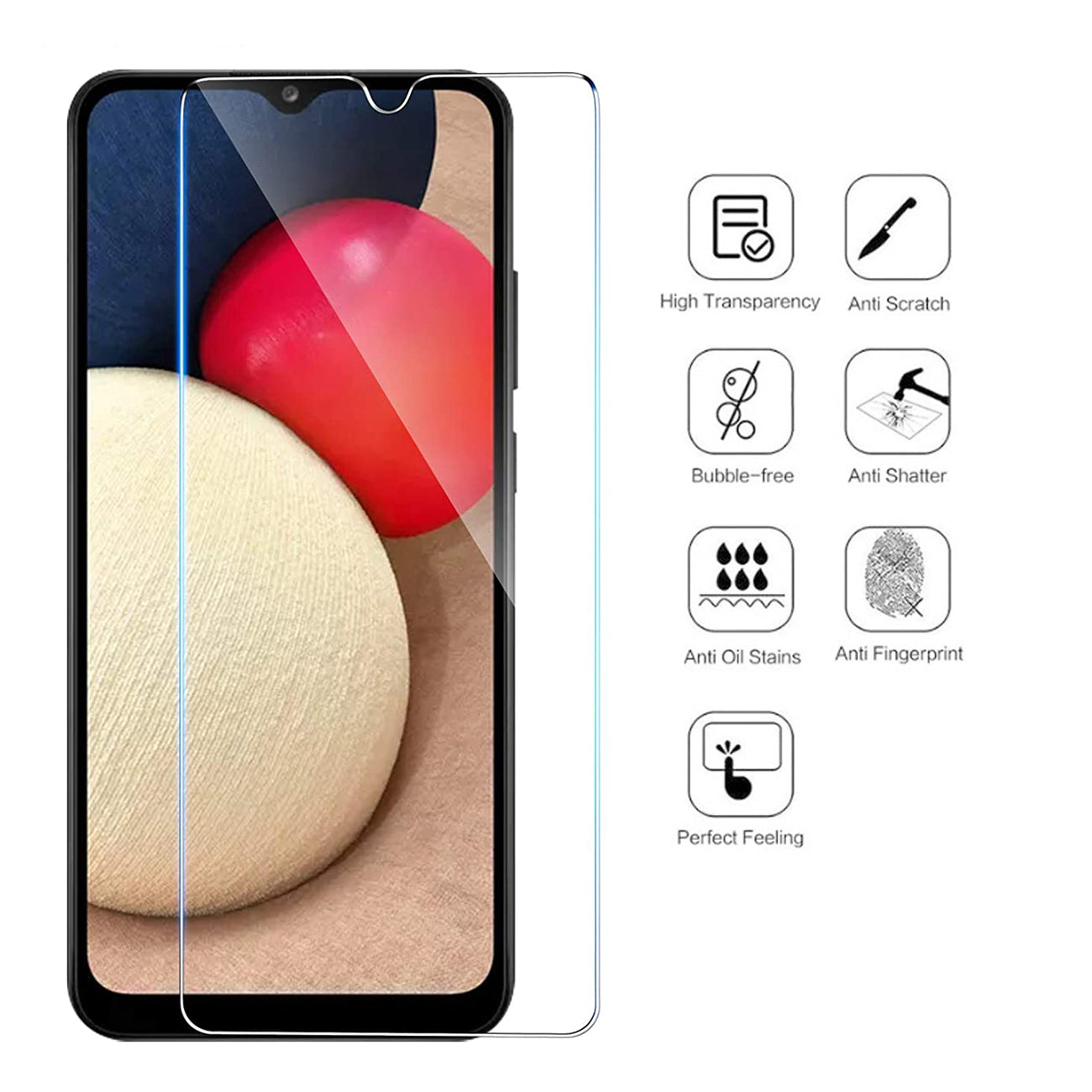 Glass Super Durable 2.5D Samsung Galaxy A02S Clear