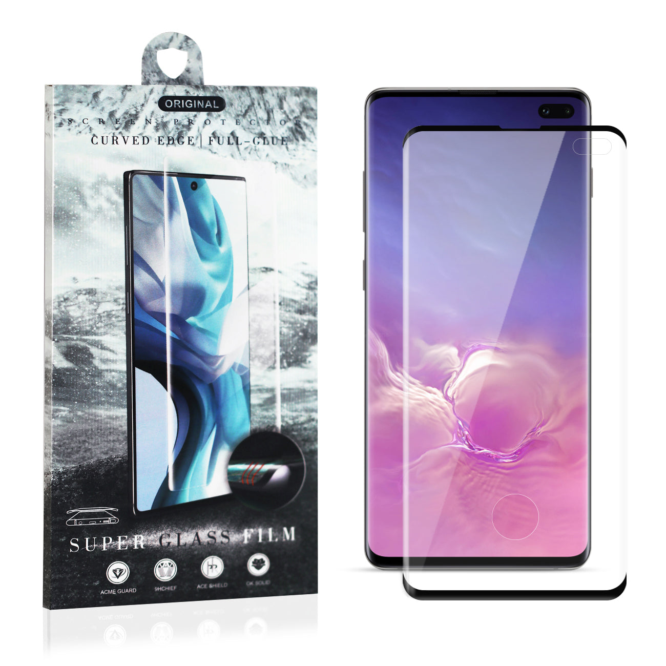 Glass Screen Protective Cover Super Shock Resistant 3D Curved Edge Samsung Galaxy S10 Plus