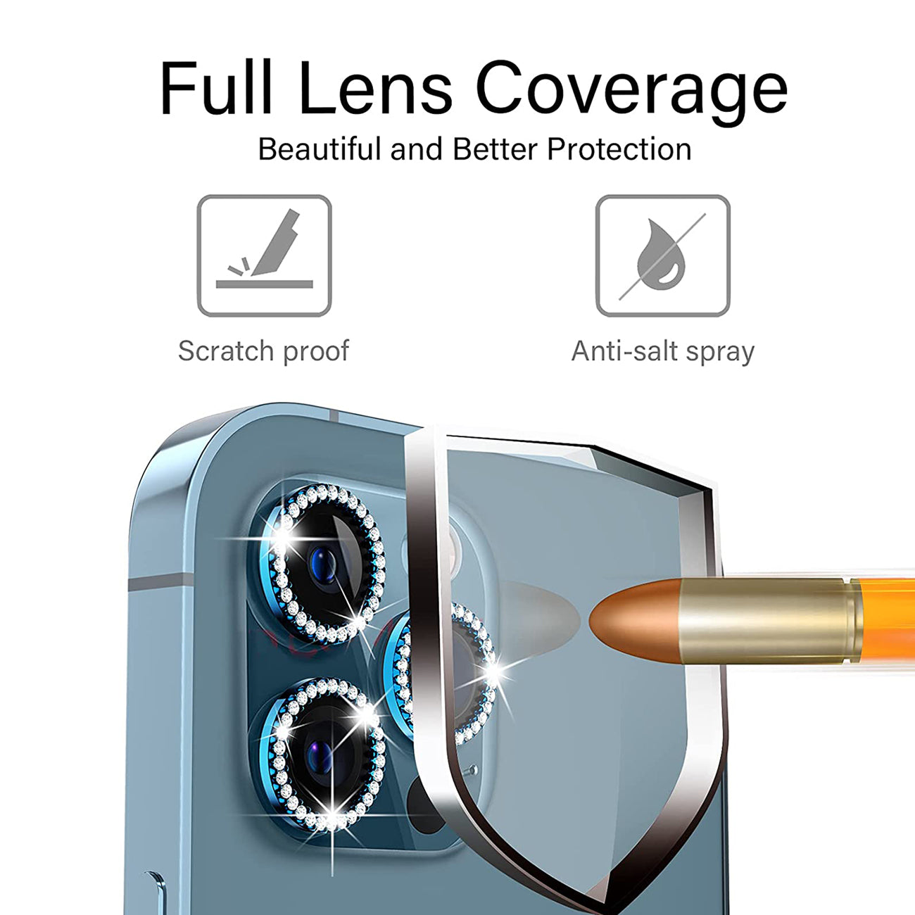 Glass Camera Cover Screen Protector Tempered Diamond iPhone 13 Pro/ iPhone 13 Pro Max Blue Color