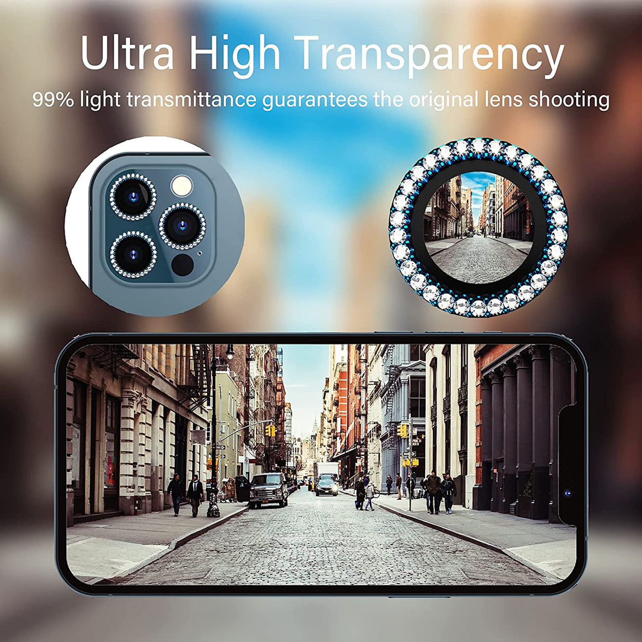 Glass Camera Cover Screen Protector Tempered Diamond iPhone 13 Pro/ iPhone 13 Pro Max Blue Color