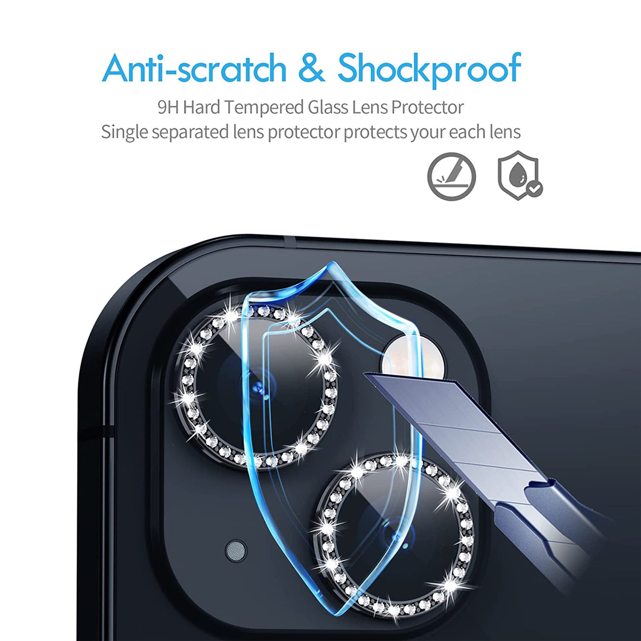 Camera Lens Protector Diamond iPhone 14/ iPhone 14 Plus Black Color