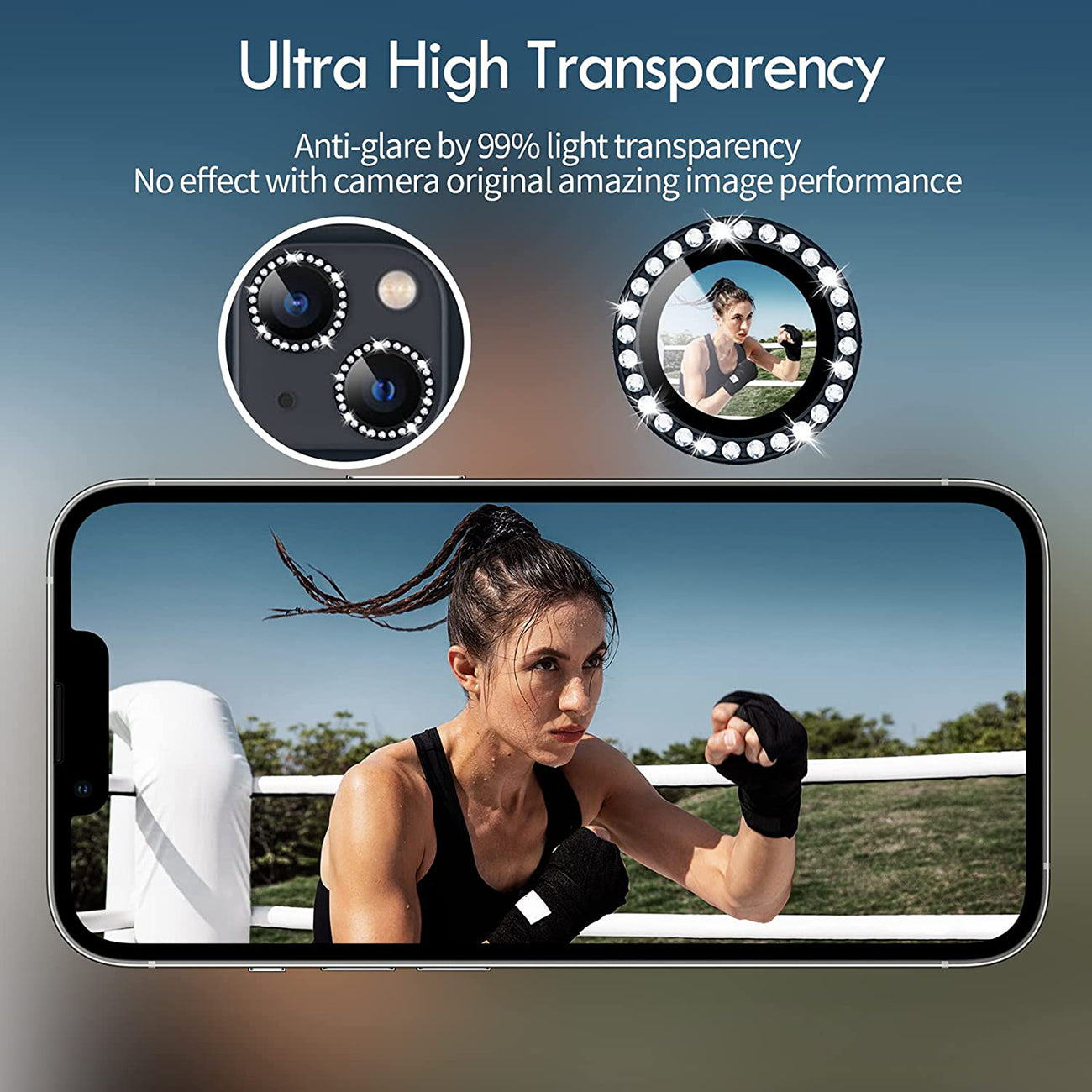 Camera Lens Protector Diamond iPhone 14/ iPhone 14 Plus Black Color