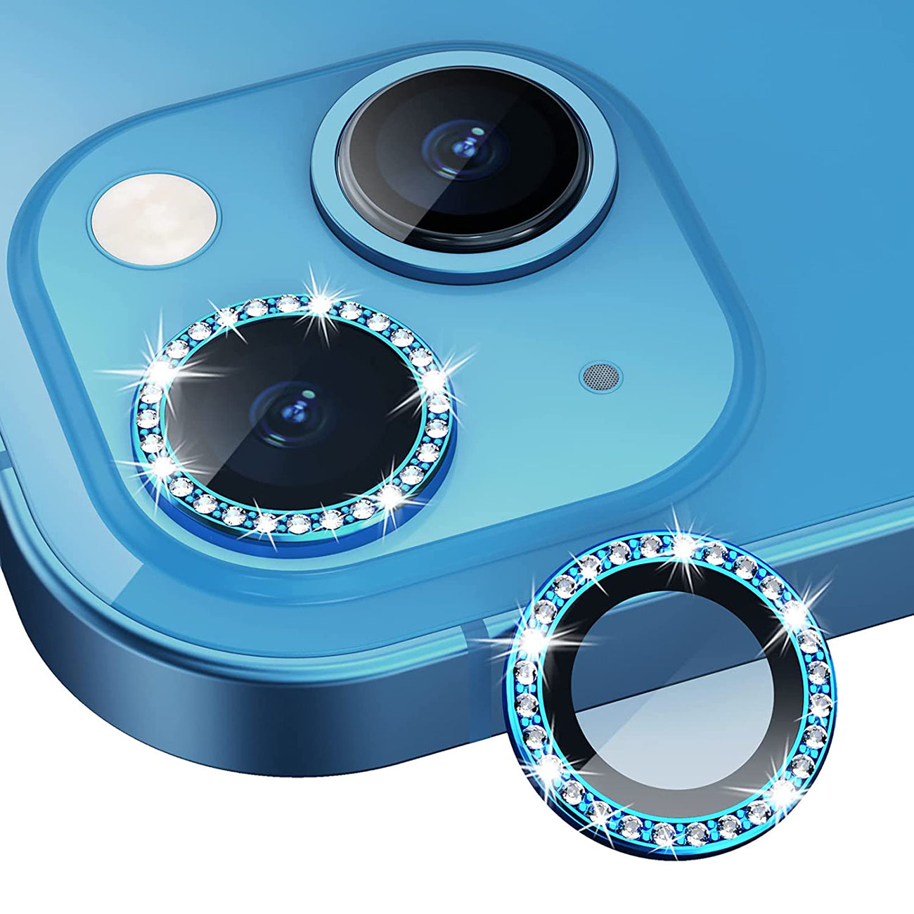 Diamond Camera Lens Protector for iPhone 14 / iPhone 14 Plus In Blue