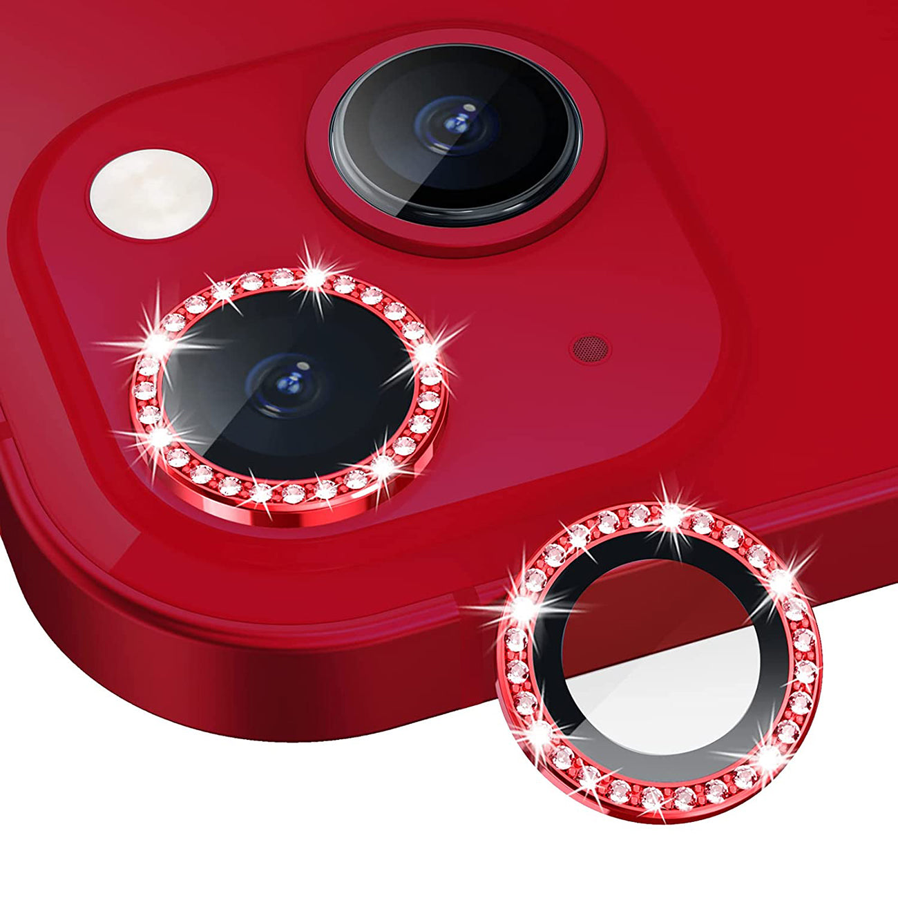Diamond Camera Lens Protector for iPhone 14 / iPhone 14 Plus In Red