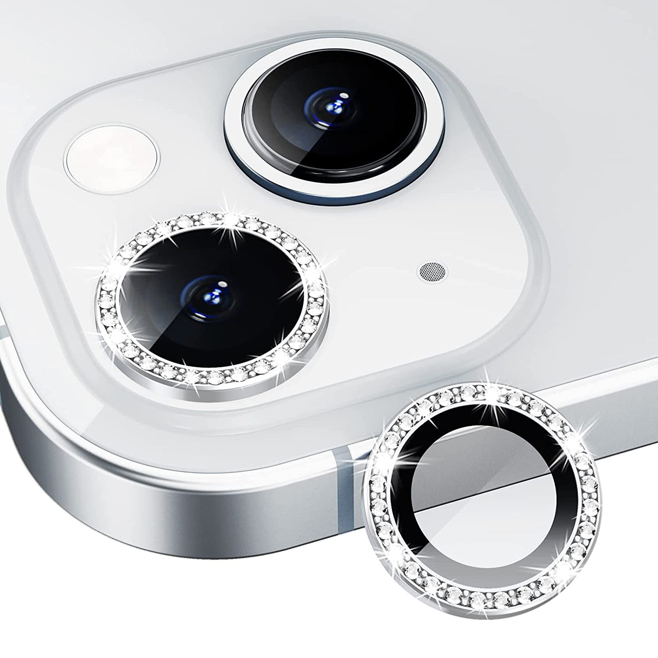 Diamond Camera Lens Protector for iPhone 14 / iPhone 14 Plus In Silver