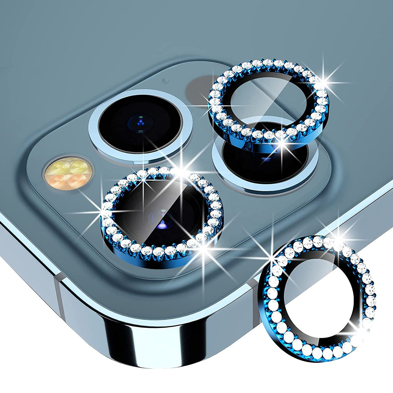 Diamond Camera Lens Protector for iPhone 14 Pro / iPhone 14 Pro Max In Blue