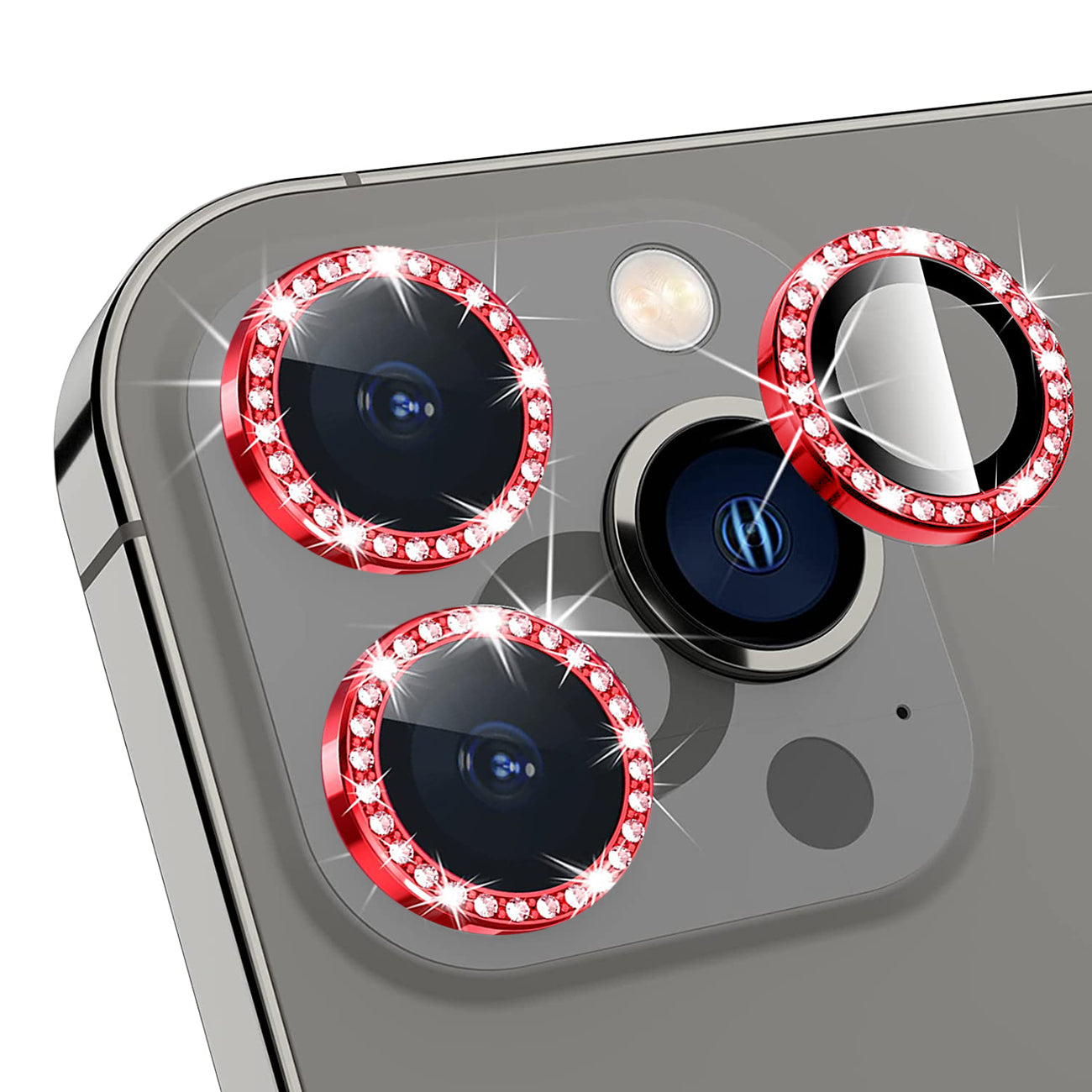 Diamond Camera Lens Protector for iPhone 14 Pro / iPhone 14 Pro Max In Red