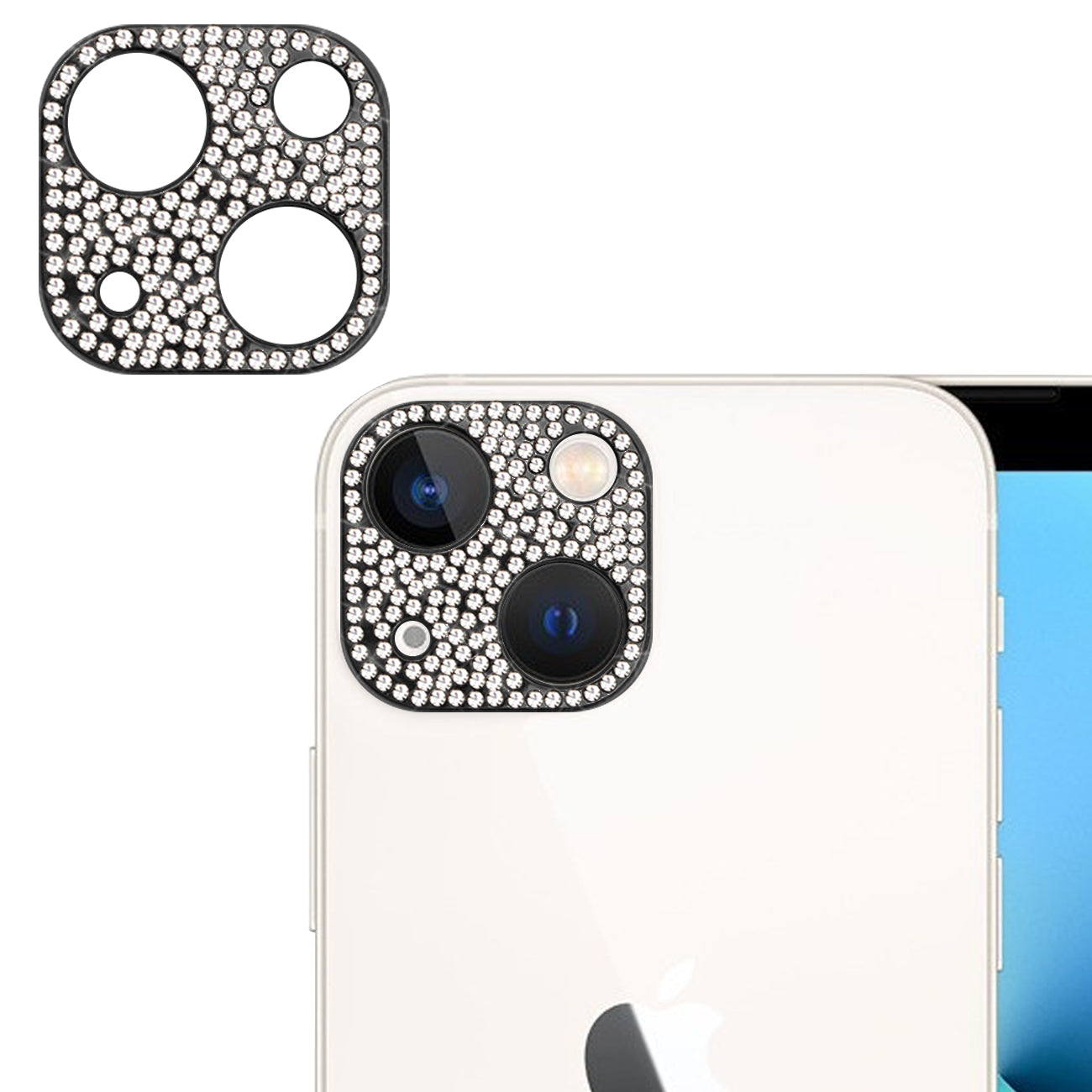 Glitter Diamond Camera Lens Protector For IPhone 13 / 13 Mini In Black