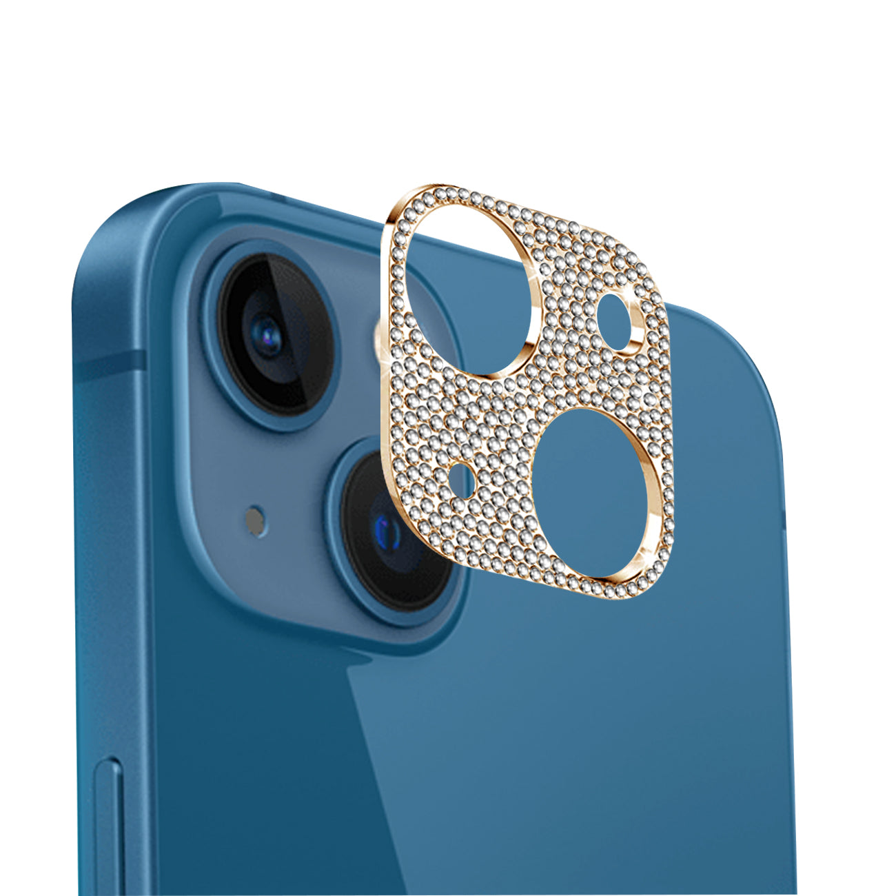 Glitter Diamond Camera Lens Protector For IPhone 13 / 13 Mini In Gold