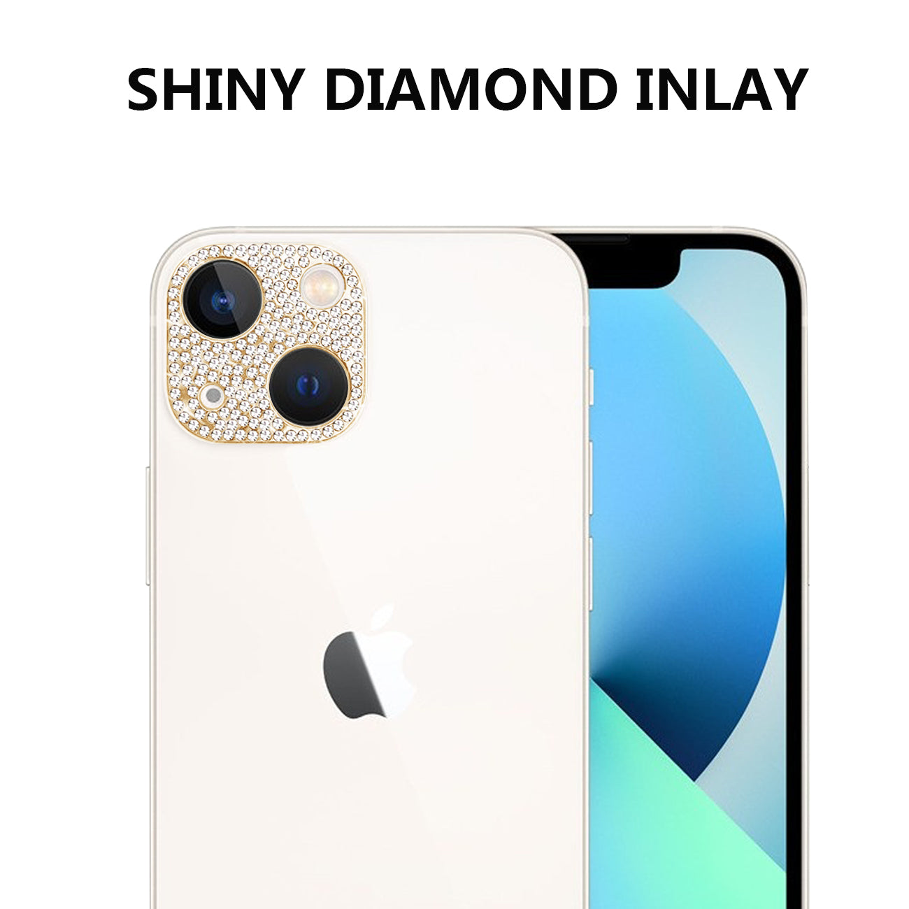Camera Lens Protector Glitter Diamond For iPhone 13/ 13 Mini Gold Color