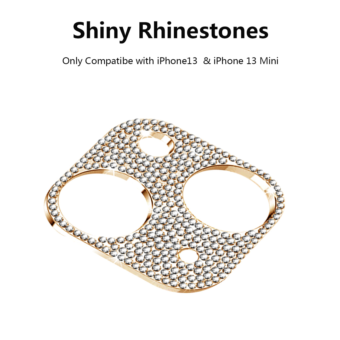 Camera Lens Protector Glitter Diamond For iPhone 13/ 13 Mini Gold Color