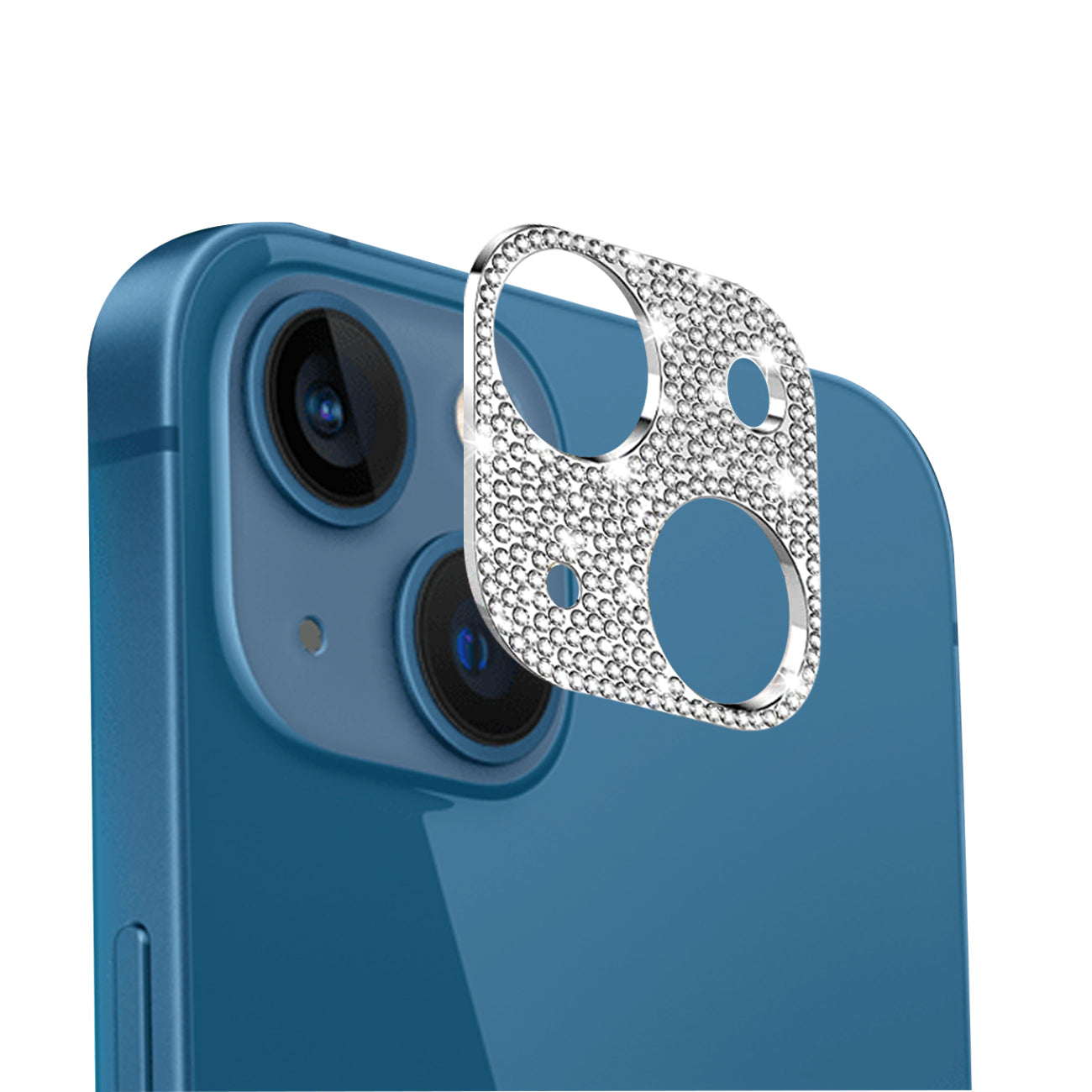 Glitter Diamond Camera Lens Protector For IPhone 13 / 13 Mini In Silver