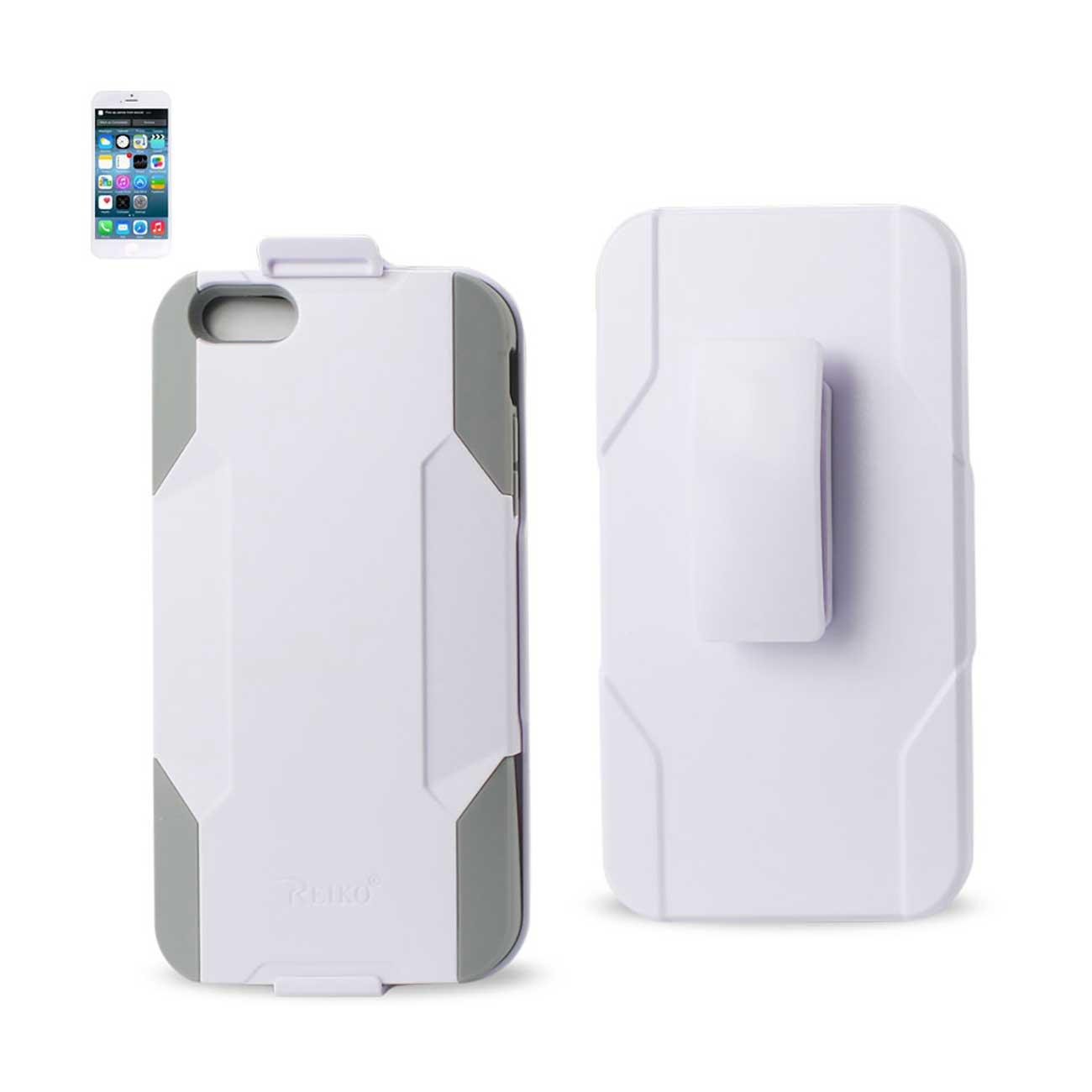 Reiko iPhone 6 Plus 3-In-1 Hybrid Heavy Duty Holster Combo Case In Gray White