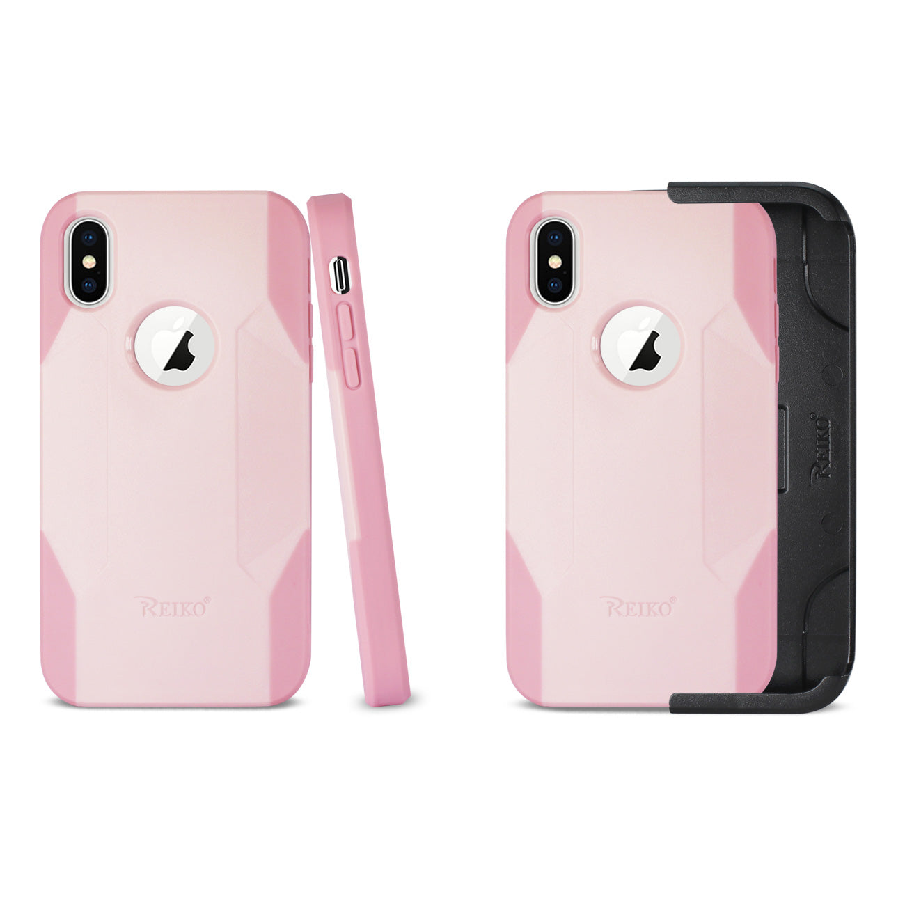 REIKO iPhone X/iPhone XS 3-IN-1 HYBRID HEAVY DUTY HOLSTER COMBO CASE IN LIGHT PINK