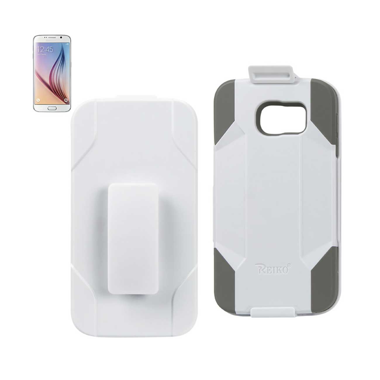 Samsung Galaxy S6 3-In-1 Hybrid Heavy Duty Holster Combo Case In Gray White
