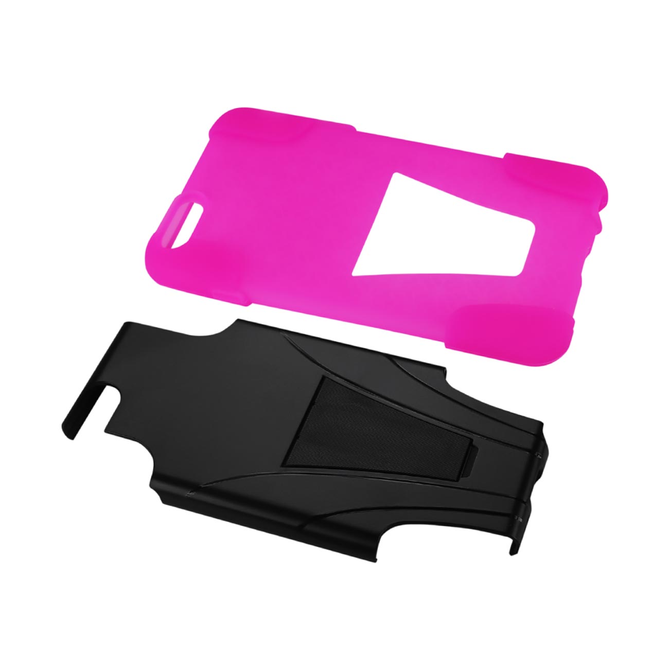 iPhone 6S/ 6 Plus Hybrid Heavy Duty Case With Kickstand In Hot Pink Black
