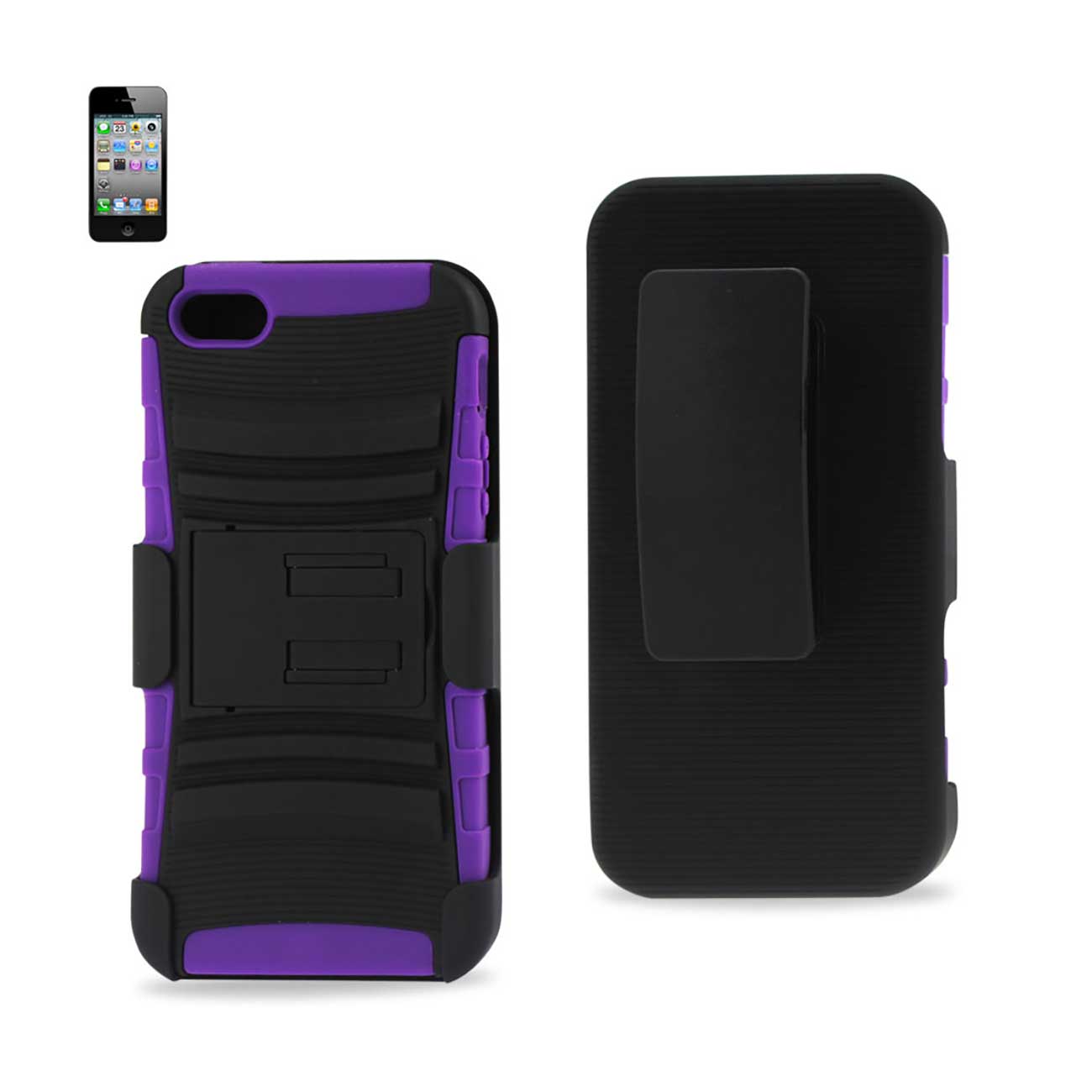 iPhone 5/5S/Se Hybrid Heavy Duty Holster Combo Case With Non Slip Grip In Black Purple