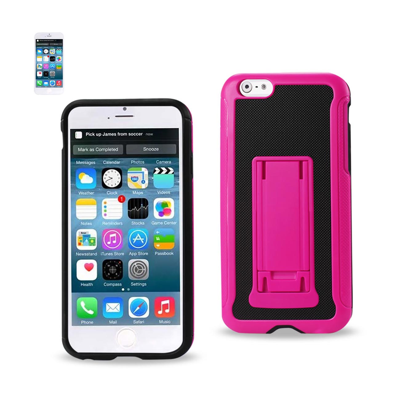 iPhone 6 Plus Hybrid Heavy Duty Case With Vertical Kickstand In Black Hot Pink