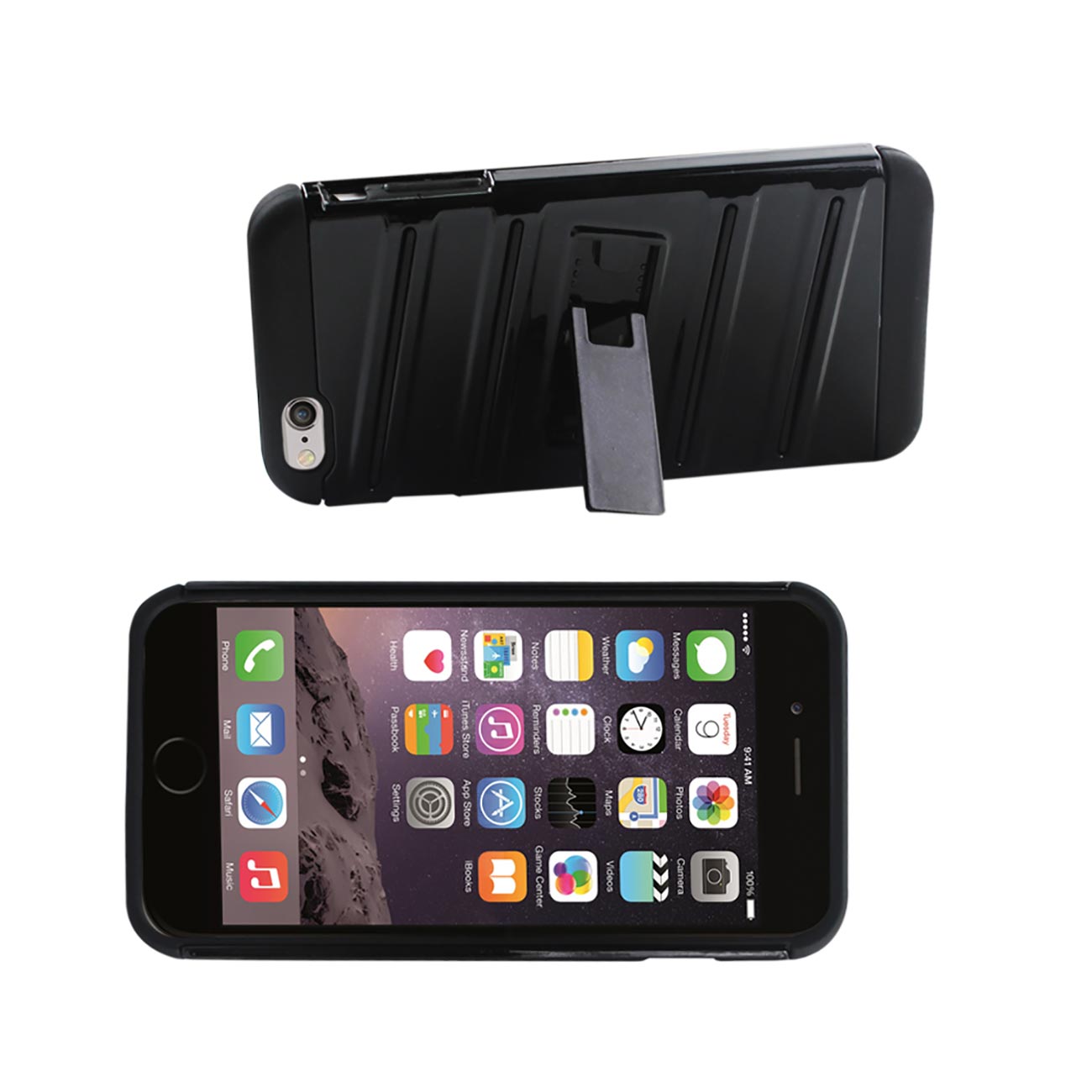 iPhone 6S Plus/ 6 Plus Hybrid Fishbone Case With Kickstand In Black
