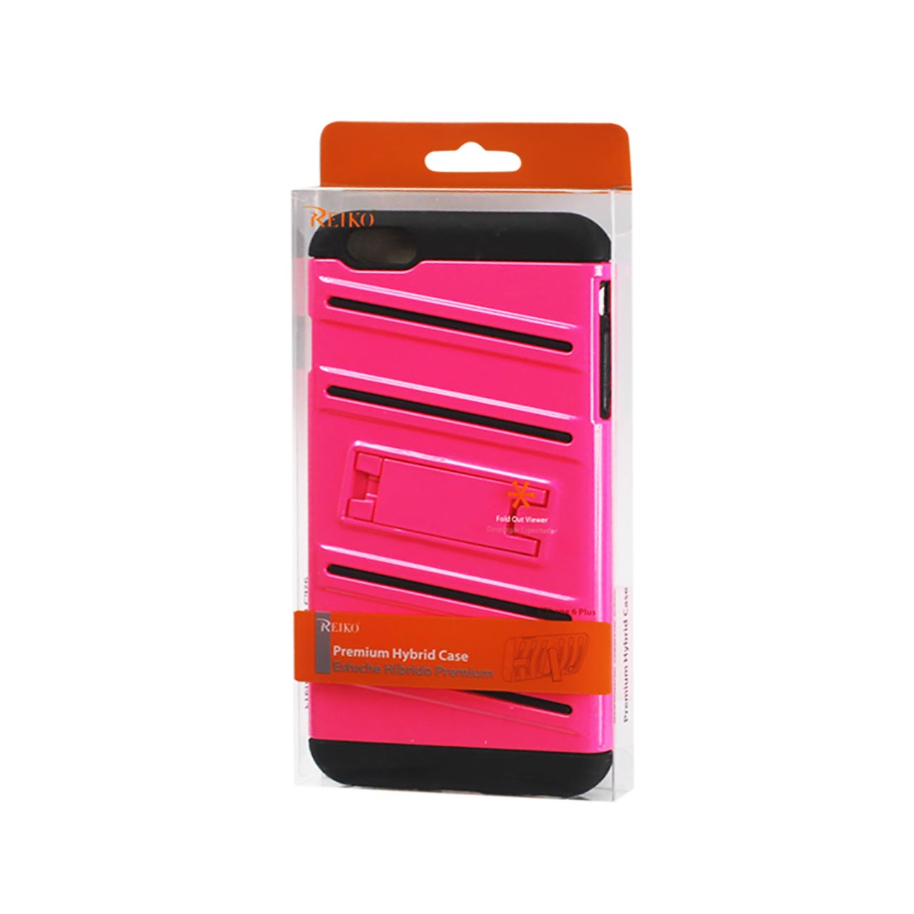 iPhone 6S Plus/ 6 Plus Hybrid Fishbone Case With Kickstand In Black Hot Pink