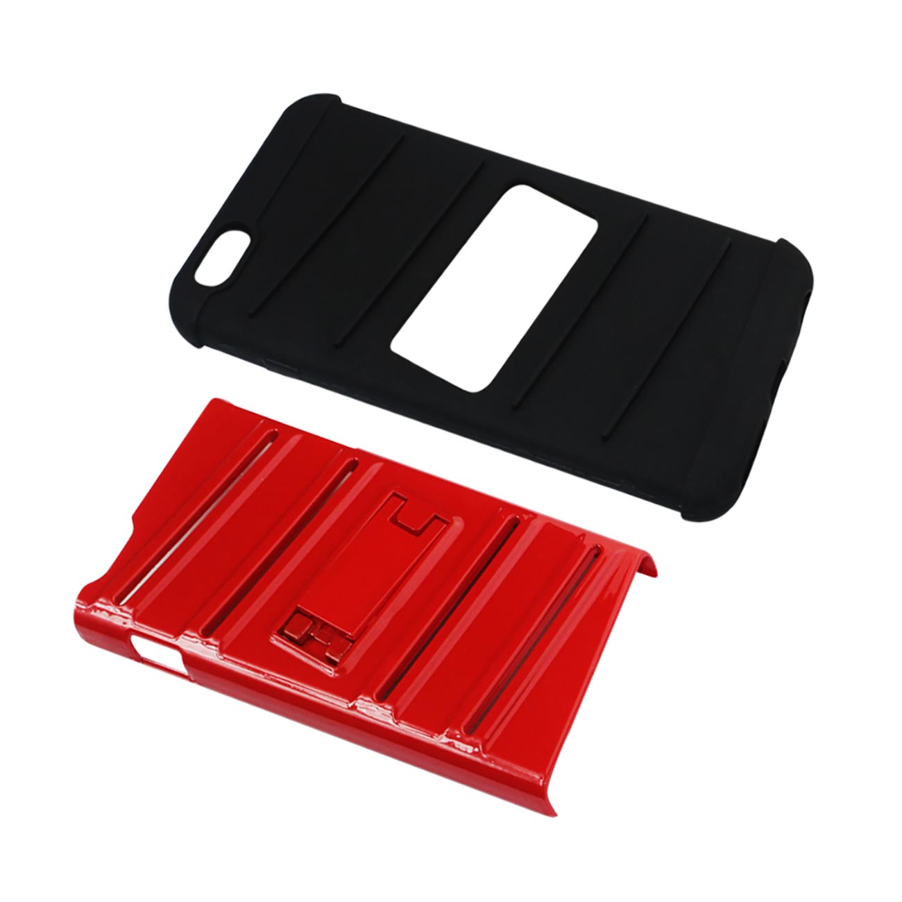 iPhone 6S Plus/ 6 Plus Hybrid Fishbone Case With Kickstand In Black Red
