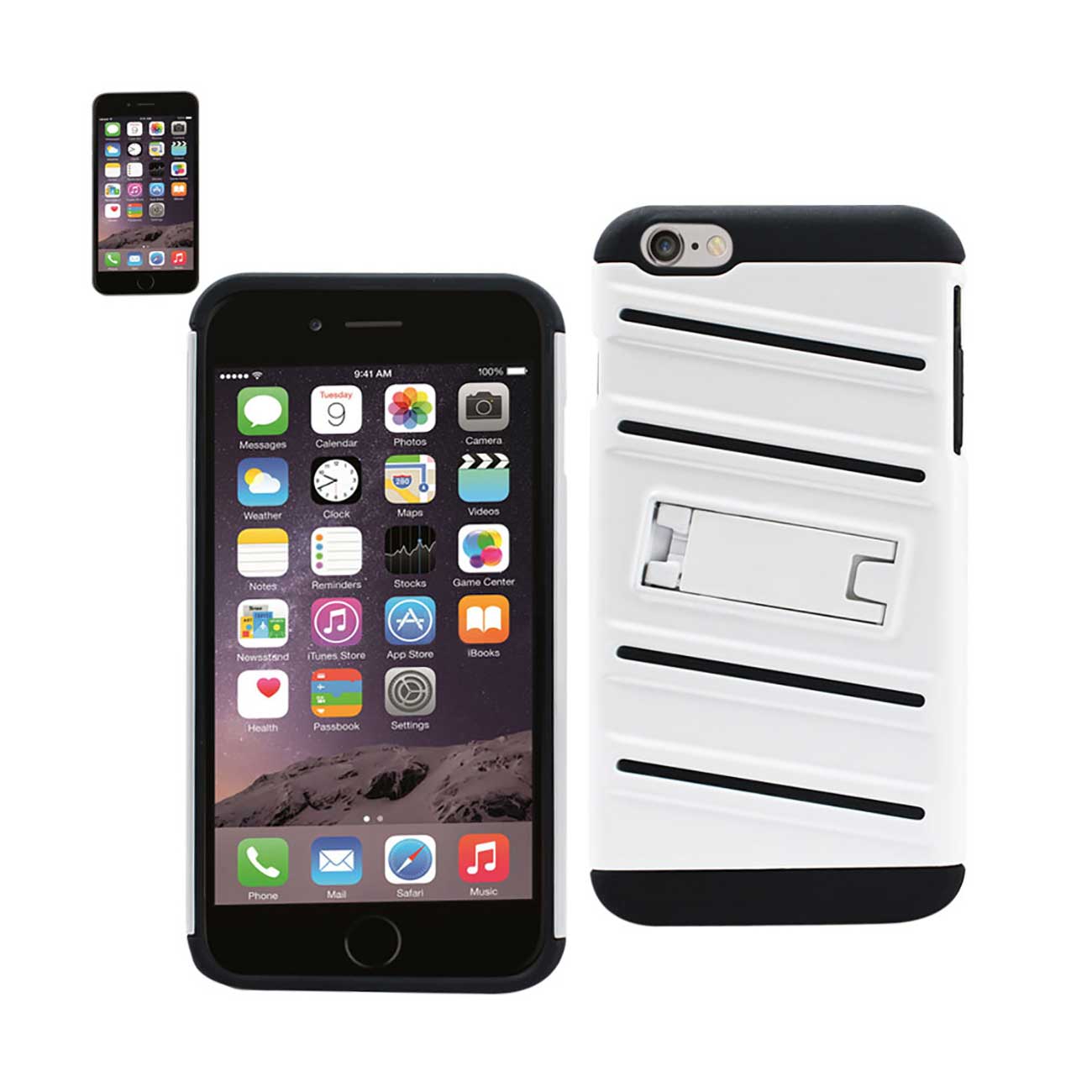 iPhone 6S Plus/ 6 Plus Hybrid Fishbone Case With Kickstand In Black White