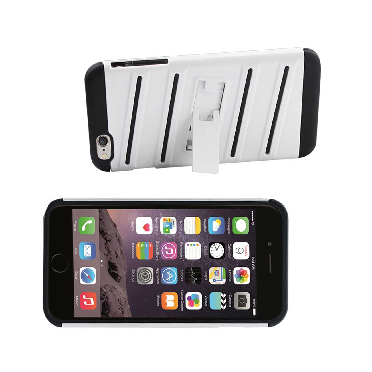 iPhone 6S Plus/ 6 Plus Hybrid Fishbone Case With Kickstand In Black White
