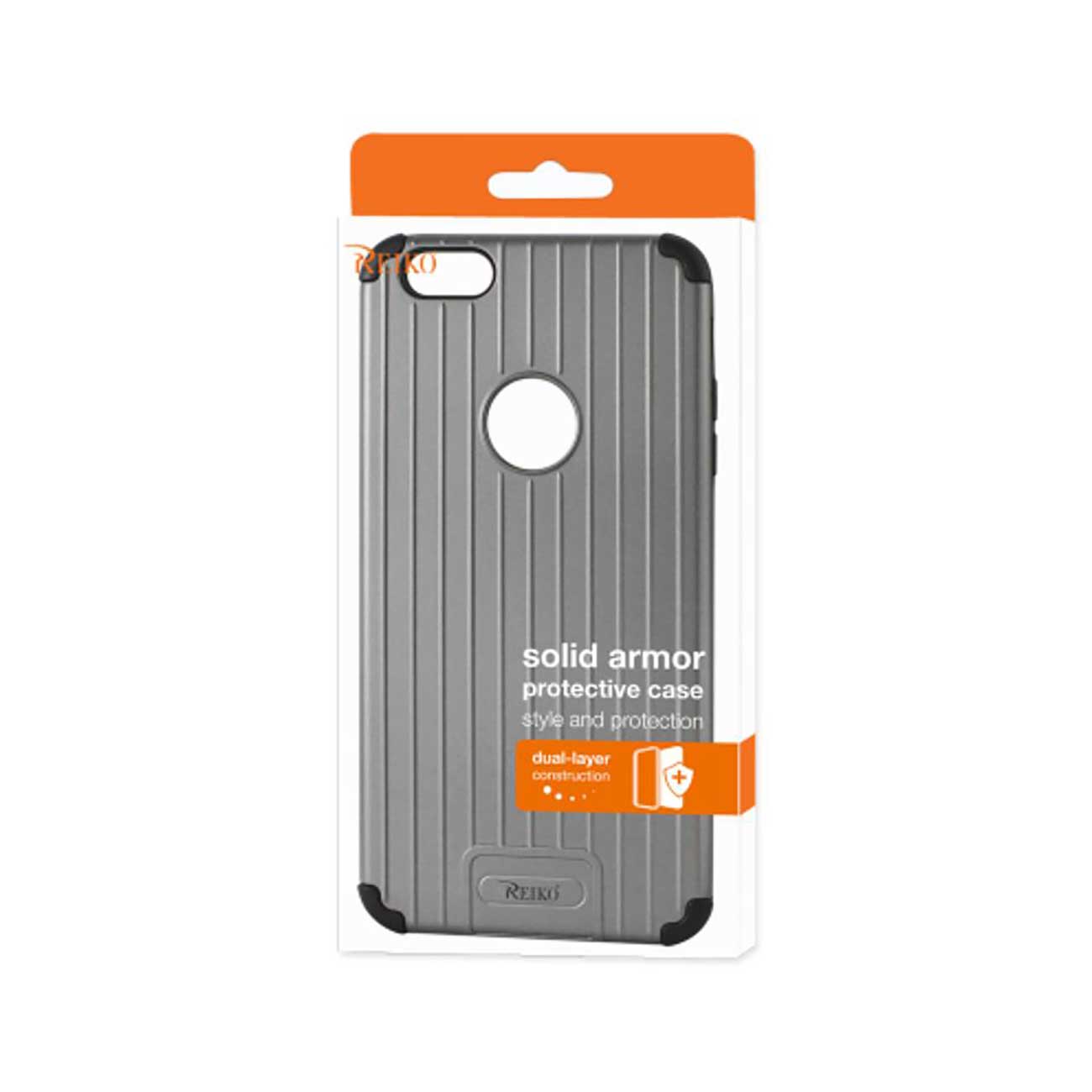 iPhone 6S Plus/ 6 Plus Rugged Metal Texture Hybrid Case With Ridged Back In Black Gray