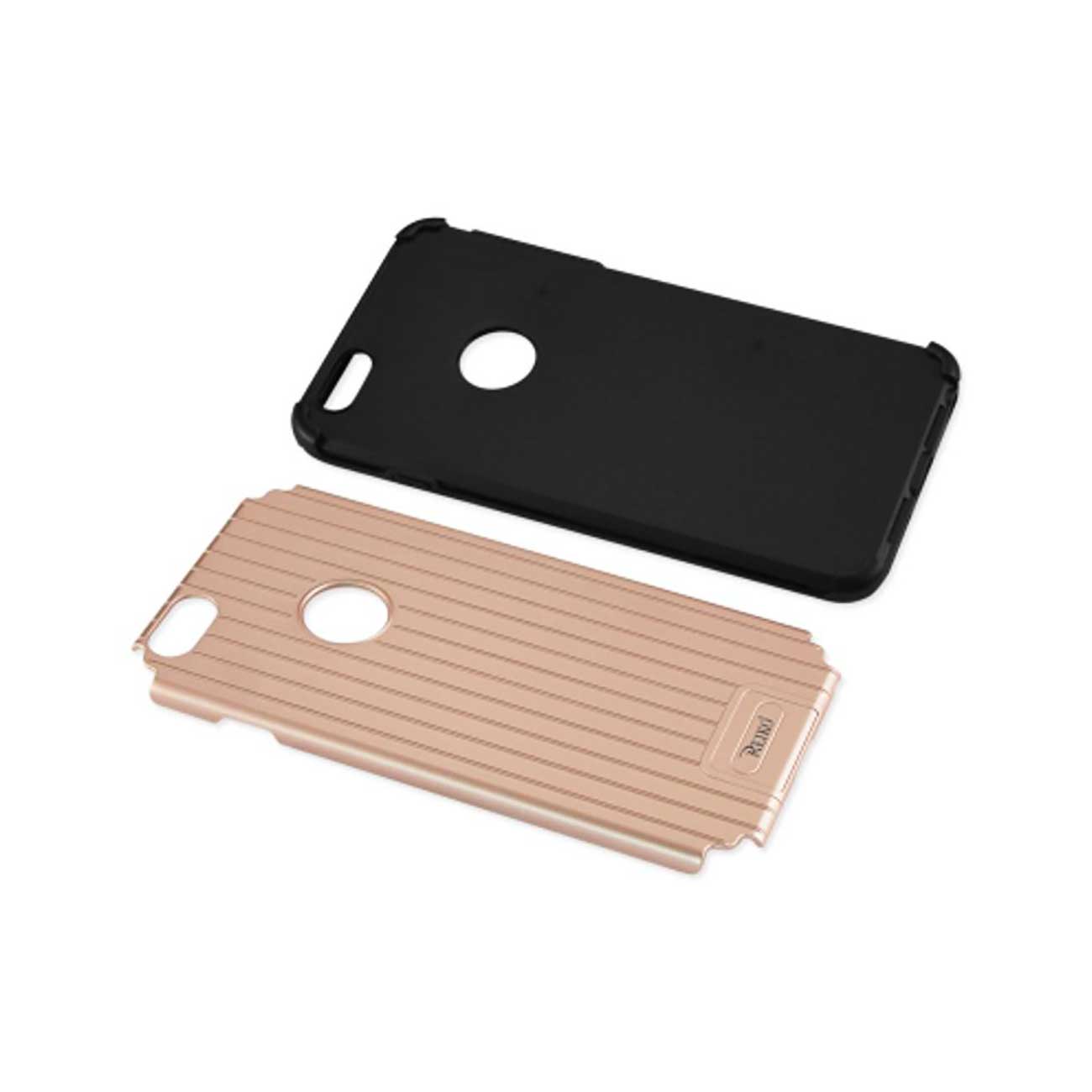 iPhone 6S Plus/ 6 Plus Rugged Metal Texture Hybrid Case With Ridged Back In Black Rose Gold