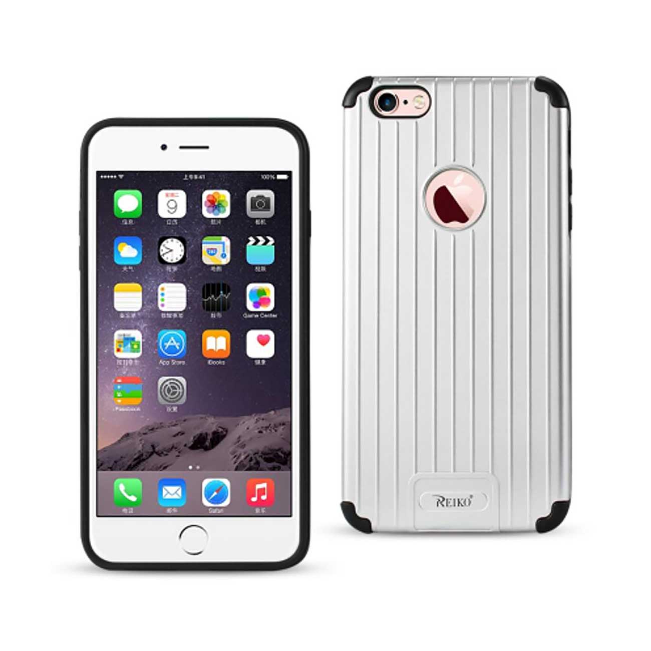 iPhone 6S Plus/ 6 Plus Rugged Metal Texture Hybrid Case With Ridged Back In Black Silver