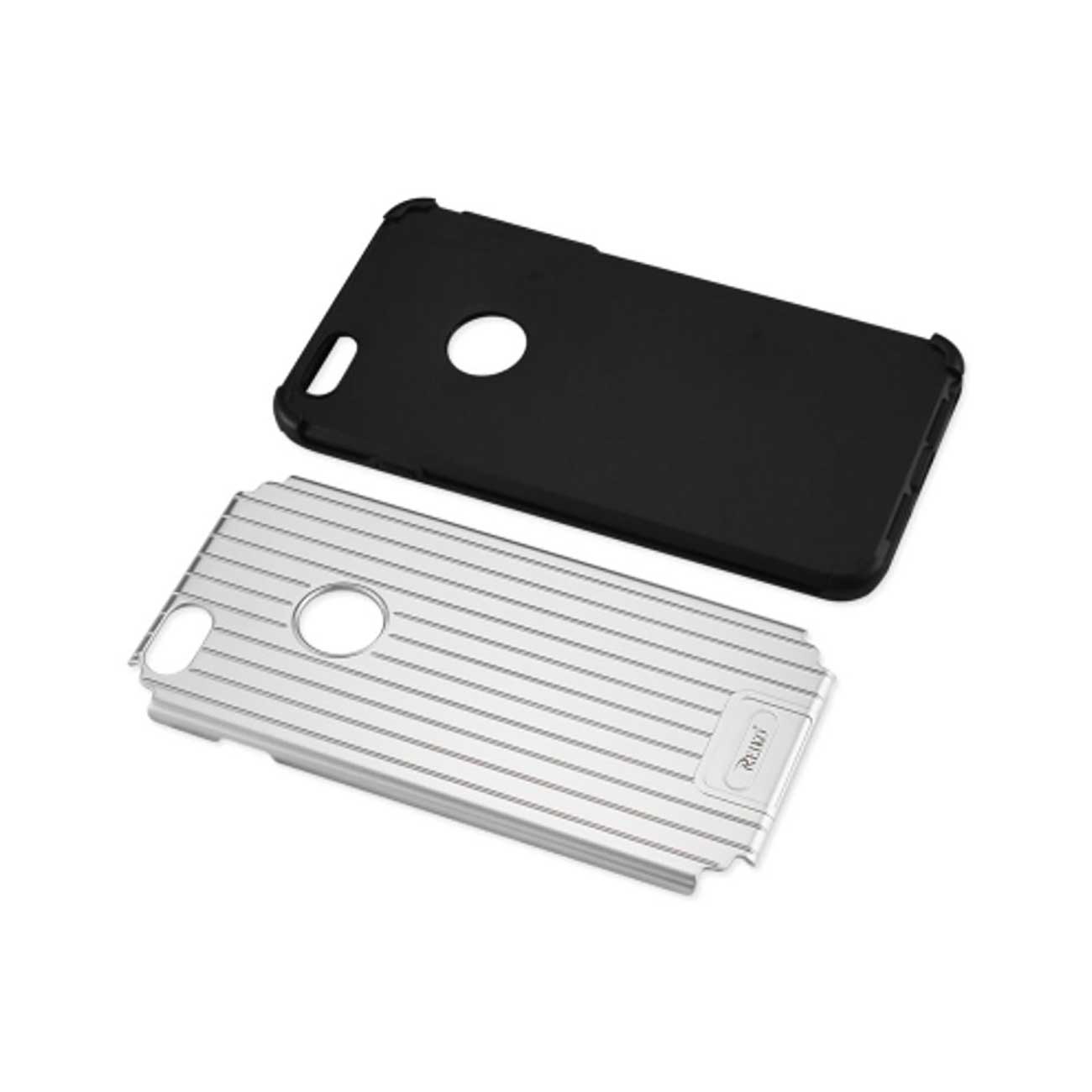 iPhone 6S Plus/ 6 Plus Rugged Metal Texture Hybrid Case With Ridged Back In Black Silver