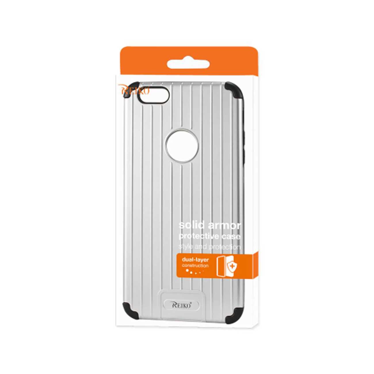 iPhone 6S Plus/ 6 Plus Rugged Metal Texture Hybrid Case With Ridged Back In Black Silver