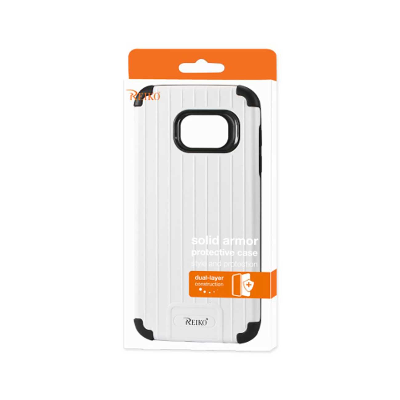 Samsung Galaxy S7 Rugged Metal Texture Hybrid Case With Ridged Back In Black White