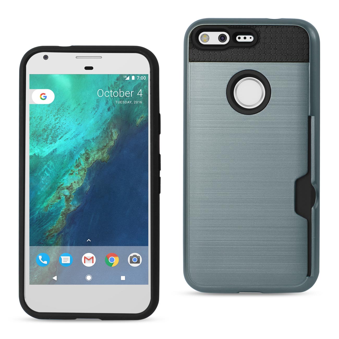 Google Pixel Slim Armor Hybrid Case With Card Holder In Navy