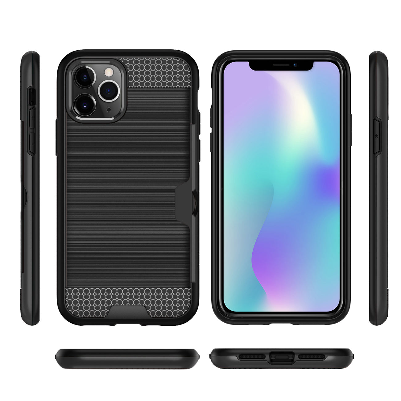 Case Hybrid Slim Armor With Card Holder iPhone 11 Pro Max Black Color
