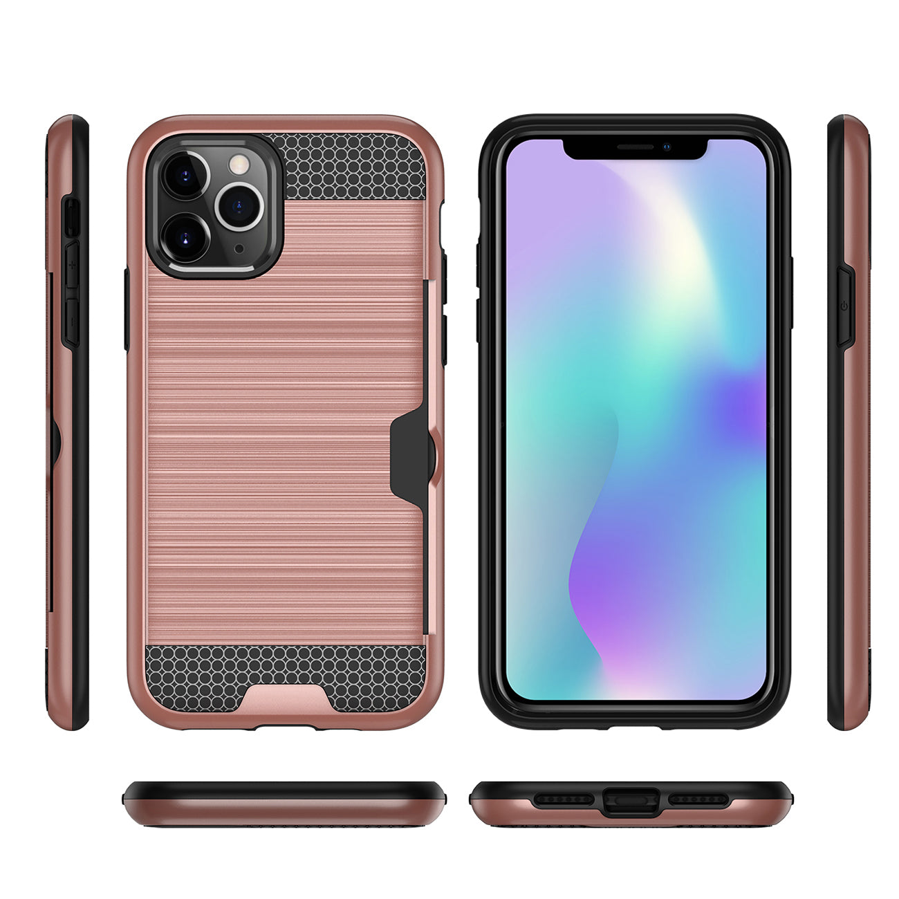 Case Hybrid Slim Armor With Card Holder iPhone 11 Pro Max Rose Gold Color