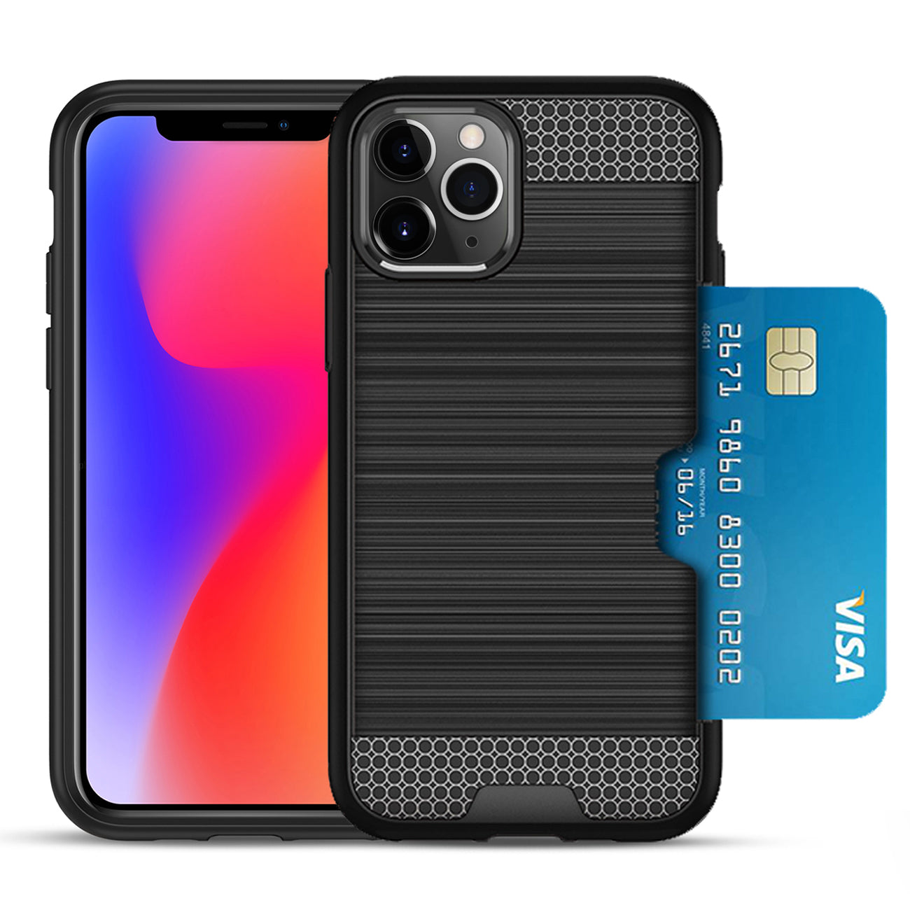 Case Hybrid Slim Armor With Card Holder iPhone 11 Pro Black Color
