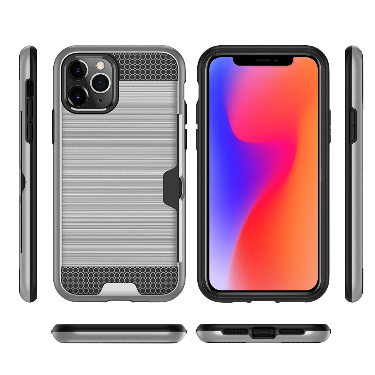 Case Hybrid Slim Armor With Card Holder iPhone 11 Pro Silver Color