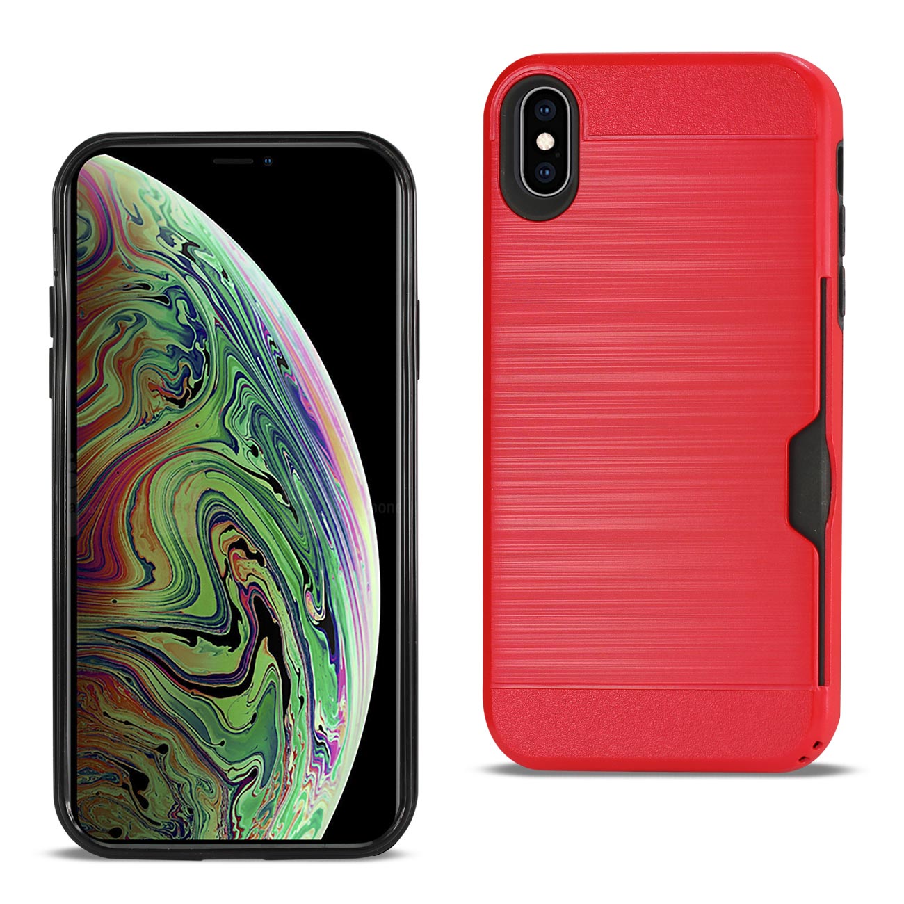 iPhone XS Max Slim Armor Hybrid Case With Card Holder In Red