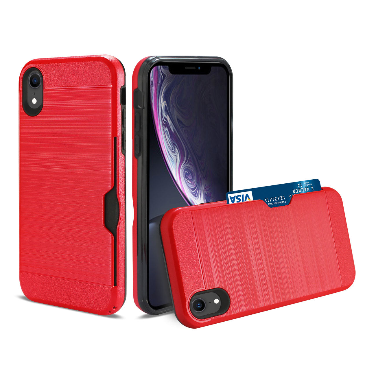 Reiko iPhone XS Max Slim Armor Hybrid Case With Card Holder In Red