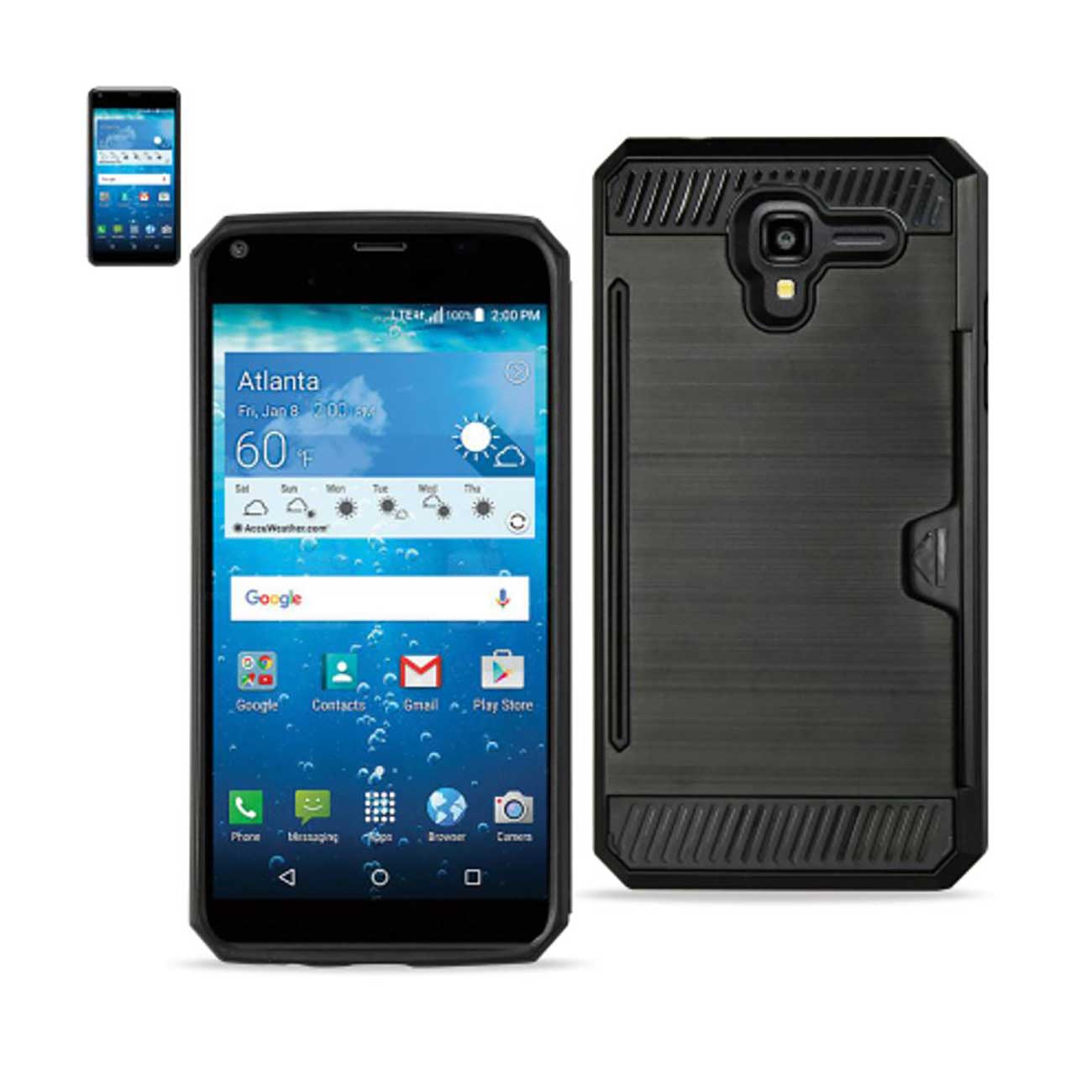 Case Hybrid With Card Holder Slim Armor Kyocera Hydro View Black Color
