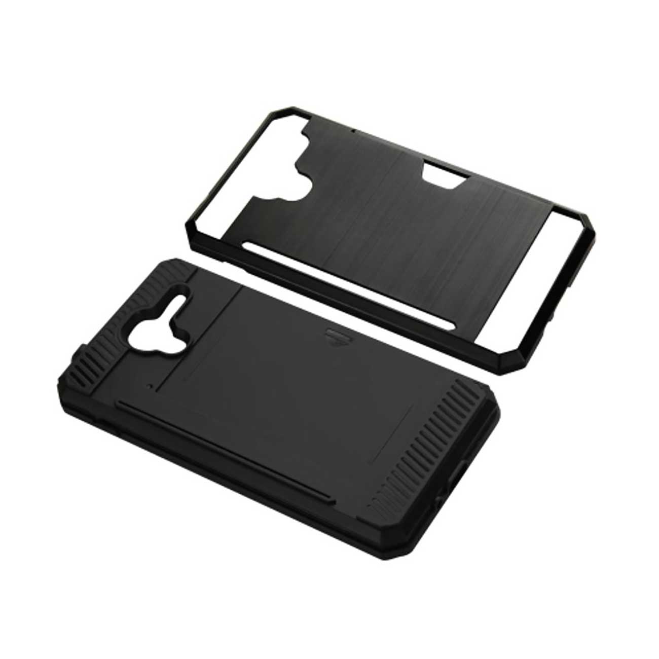 Case Hybrid With Card Holder Slim Armor Kyocera Hydro View Black Color