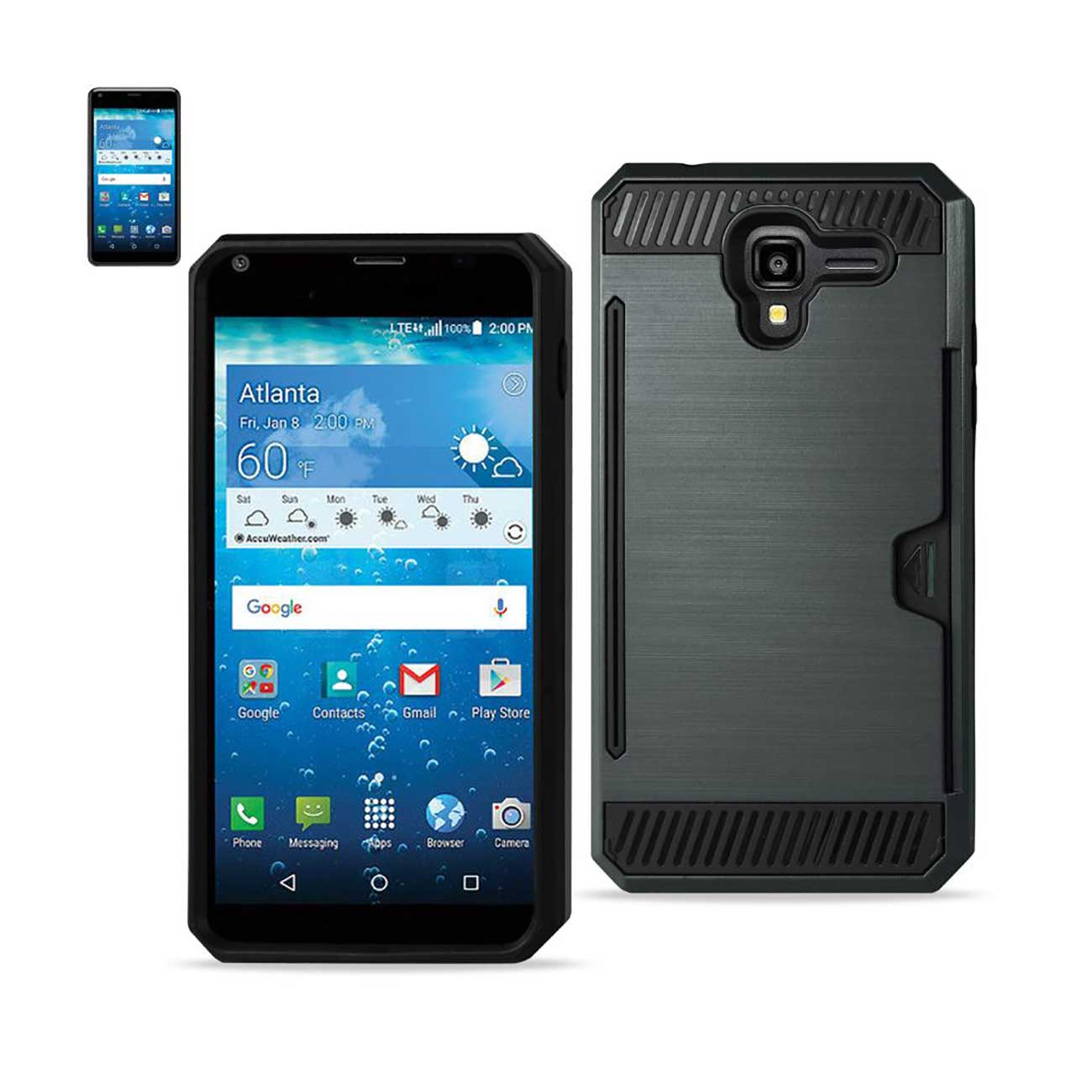 Case Hybrid With Card Holder Slim Armor Kyocera Hydro View Gray Color