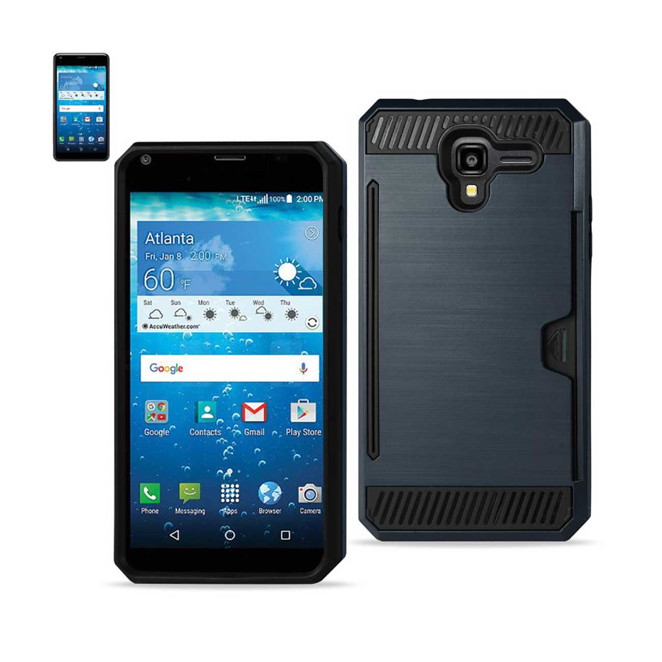 Case Hybrid With Card Holder Slim Armor Kyocera Hydro View Navy Color