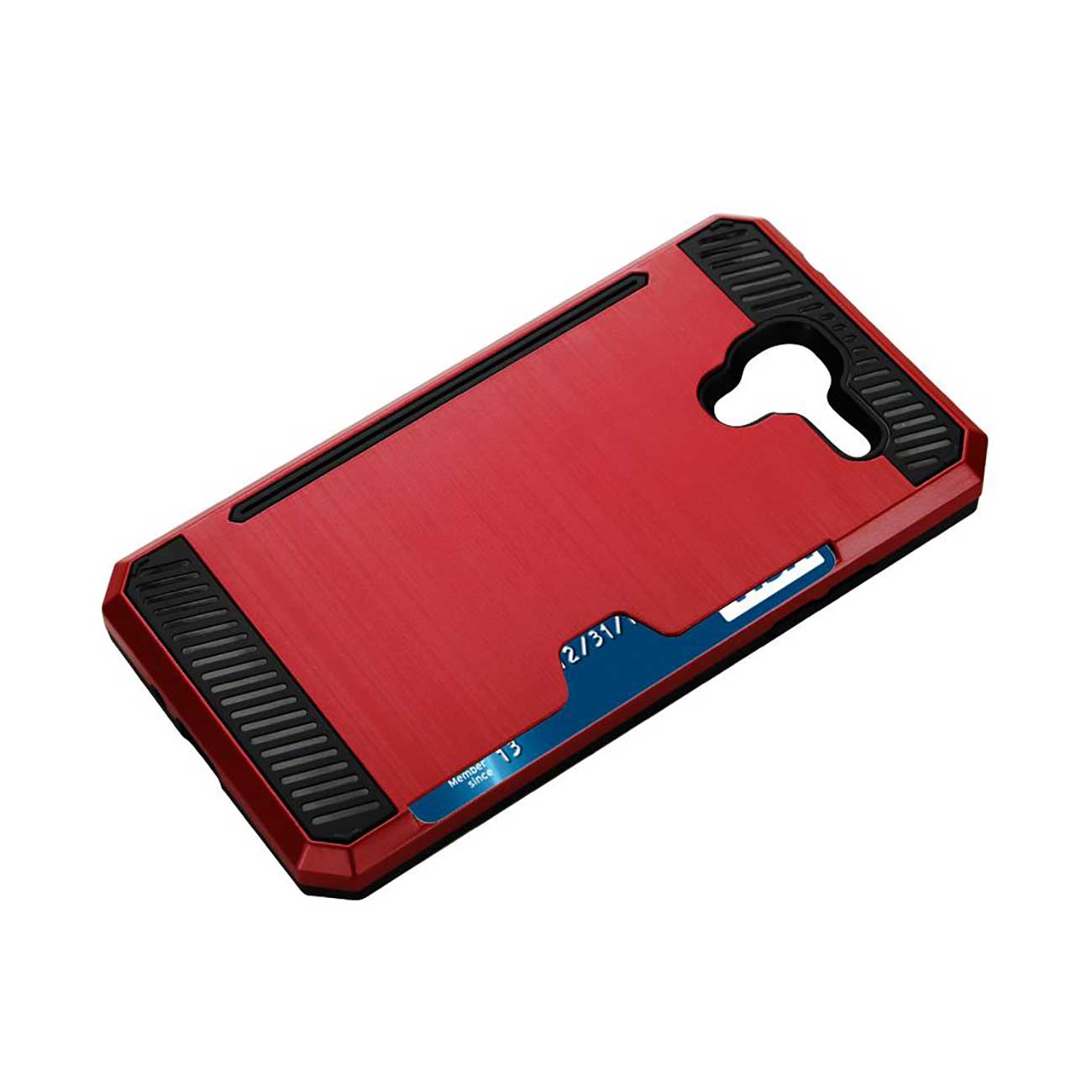 Case Hybrid With Card Holder Slim Armor Kyocera Hydro View Red Color