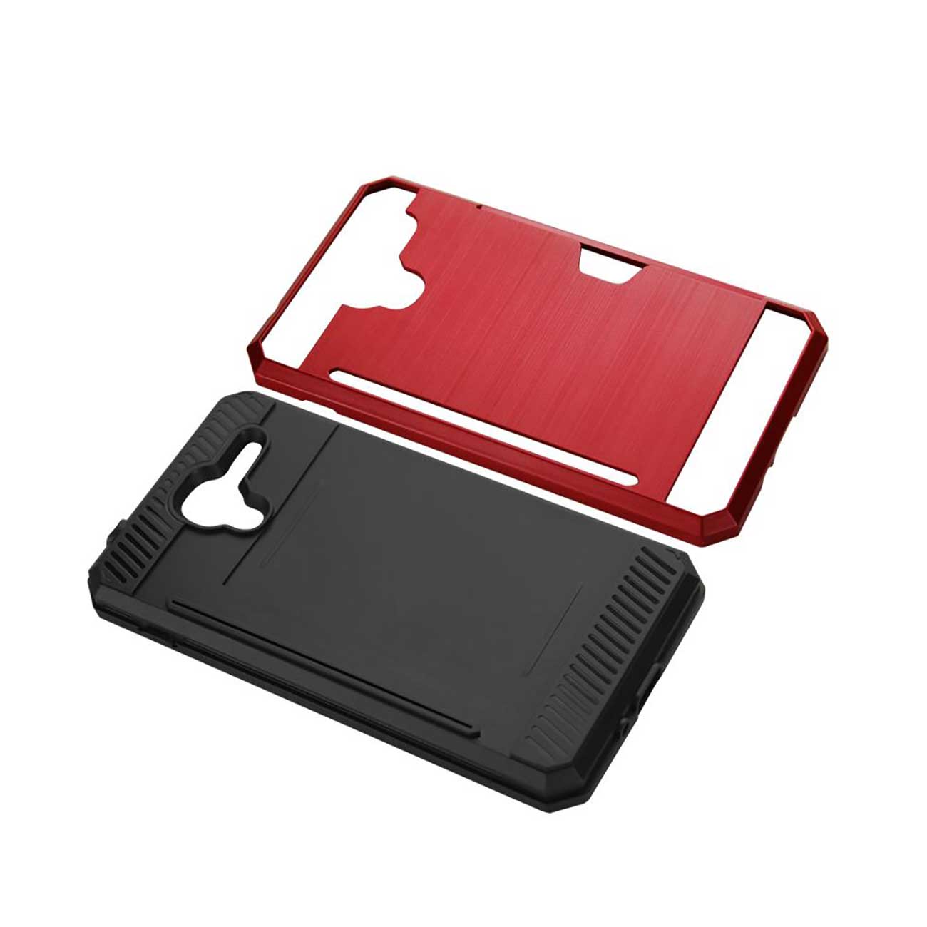 Case Hybrid With Card Holder Slim Armor Kyocera Hydro View Red Color
