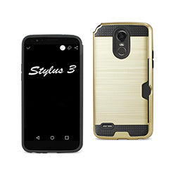 Case Hybrid With Card Holder Slim Armor LG Stylo 3/ Stylus 3 Gold Color