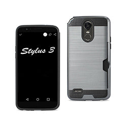 Case Hybrid With Card Holder Slim Armor LG Stylo 3/ Stylus 3 Gray Color